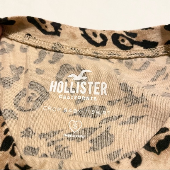 Hollister Leopard Twisted Square Boxy Crop Baby Tee Womens Size Small - Picture 4 of 16